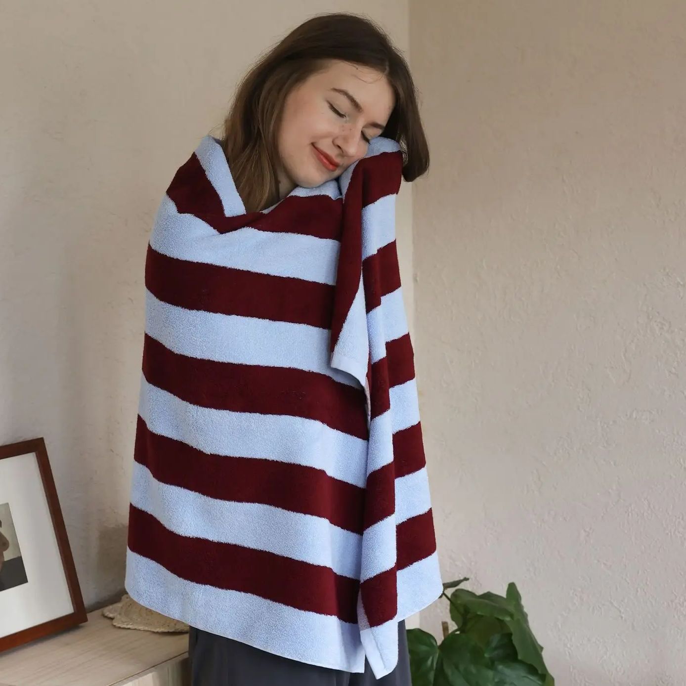 Serviettes rétro rayées en pur - Home Textiles Face Towel avis et prix